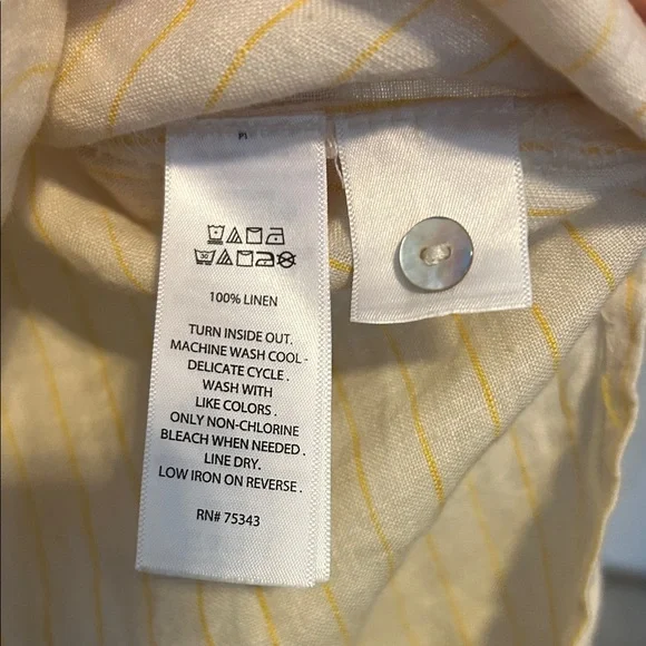 Cynthia Rowley Light Cream/yellow stripe linen dress. - Picture 6 of 8